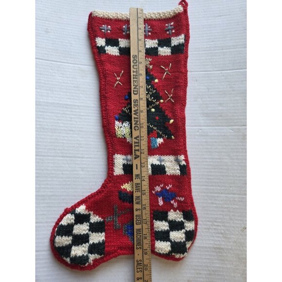 Berek Red Wool Christmas Stocking Hand Knit Tree 20" - Picture 4 of 8